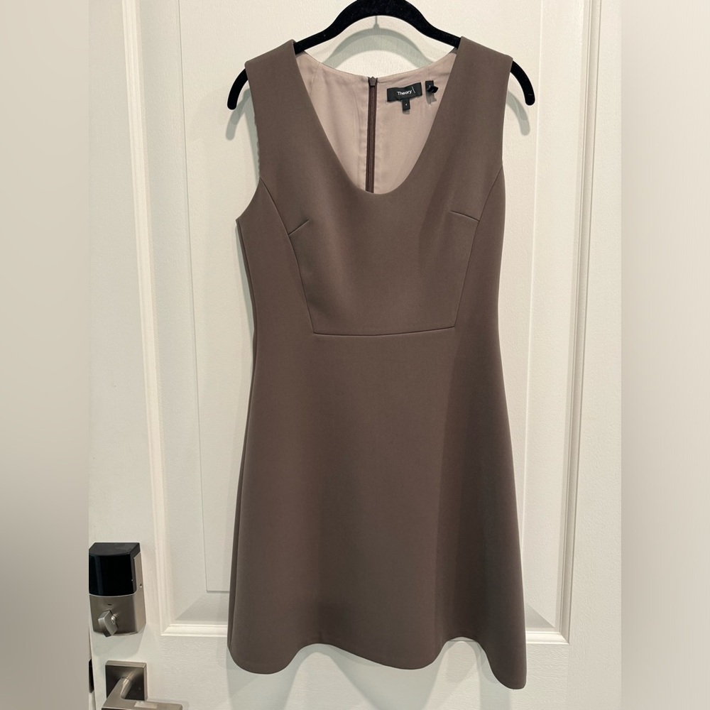 Scoop Neck Flounce Dress in Double Crepe